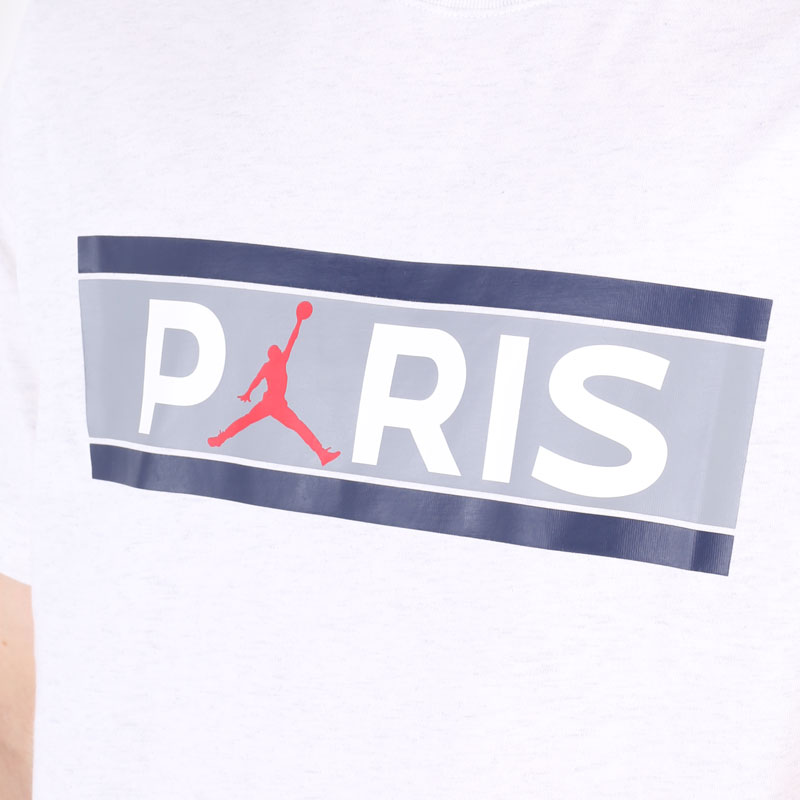 мужская серая футболка Jordan Paris Saint-Germain Wordmark Tee DB6510-051 - цена, описание, фото 2